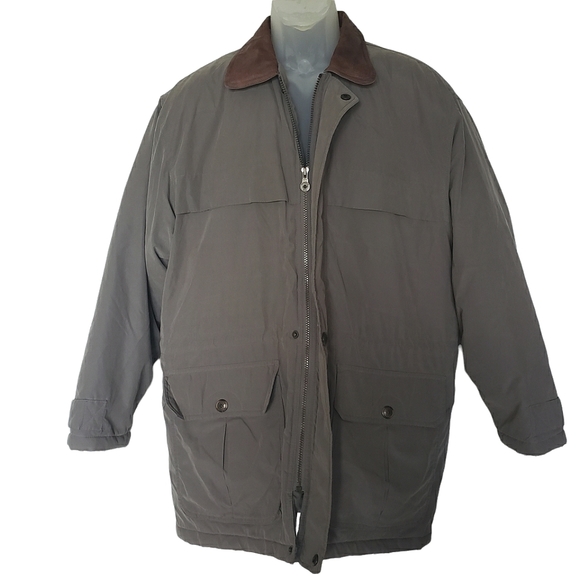 Members Only Other - Members Only Microfiber Jacket Coat Men Size S Olive Green Pocket Leather Collar